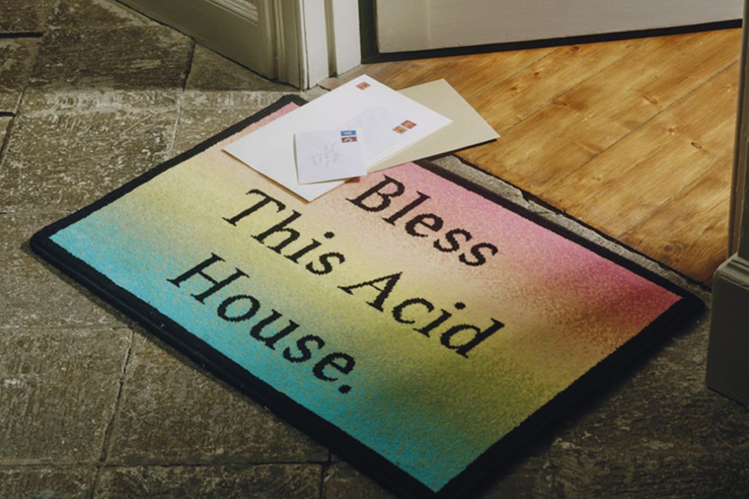 a colorful rug with letters on it