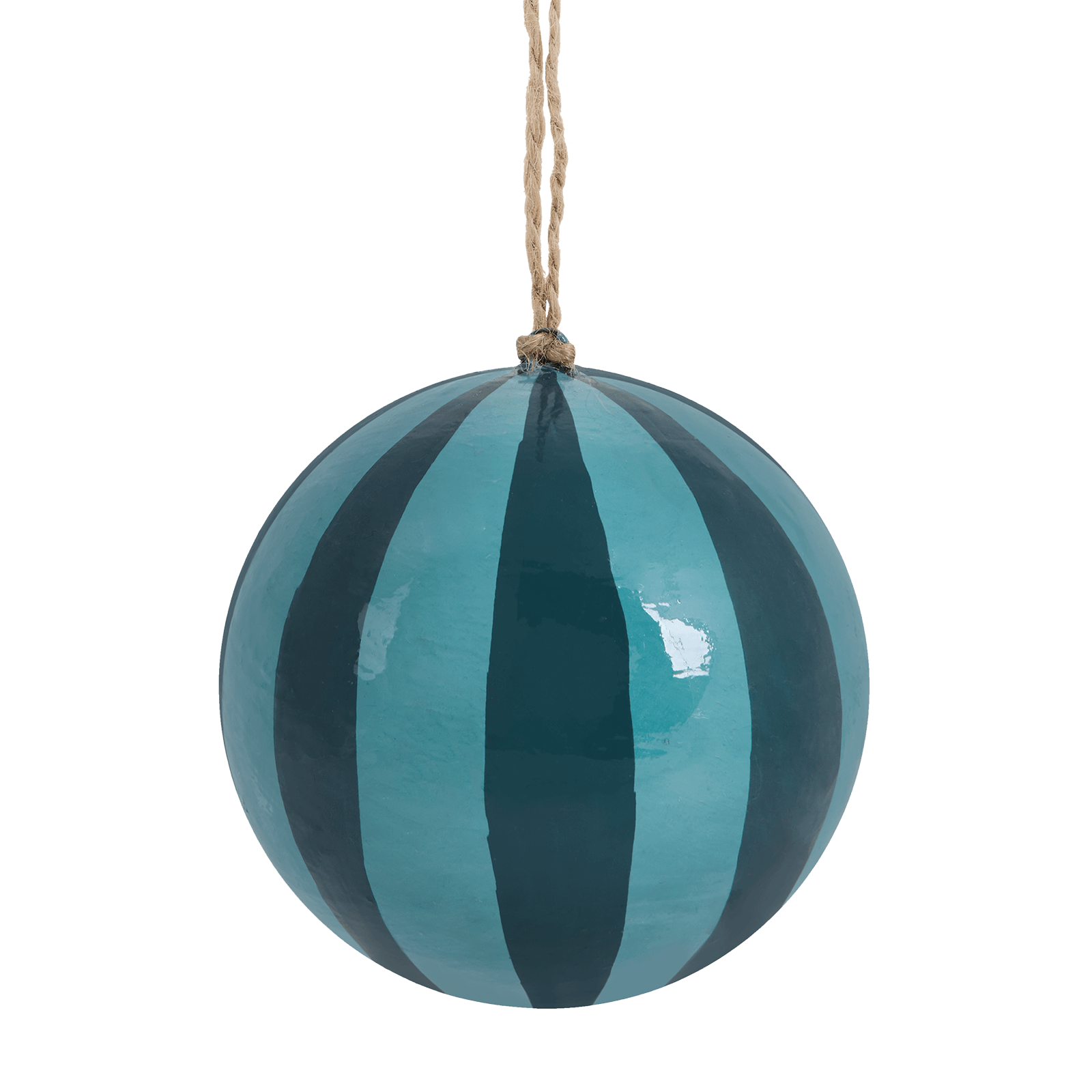 a blue and black striped ball