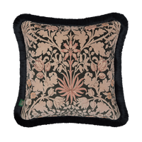 HYACINTH NOVELLUS Velvet Fringed Cushion - Noir