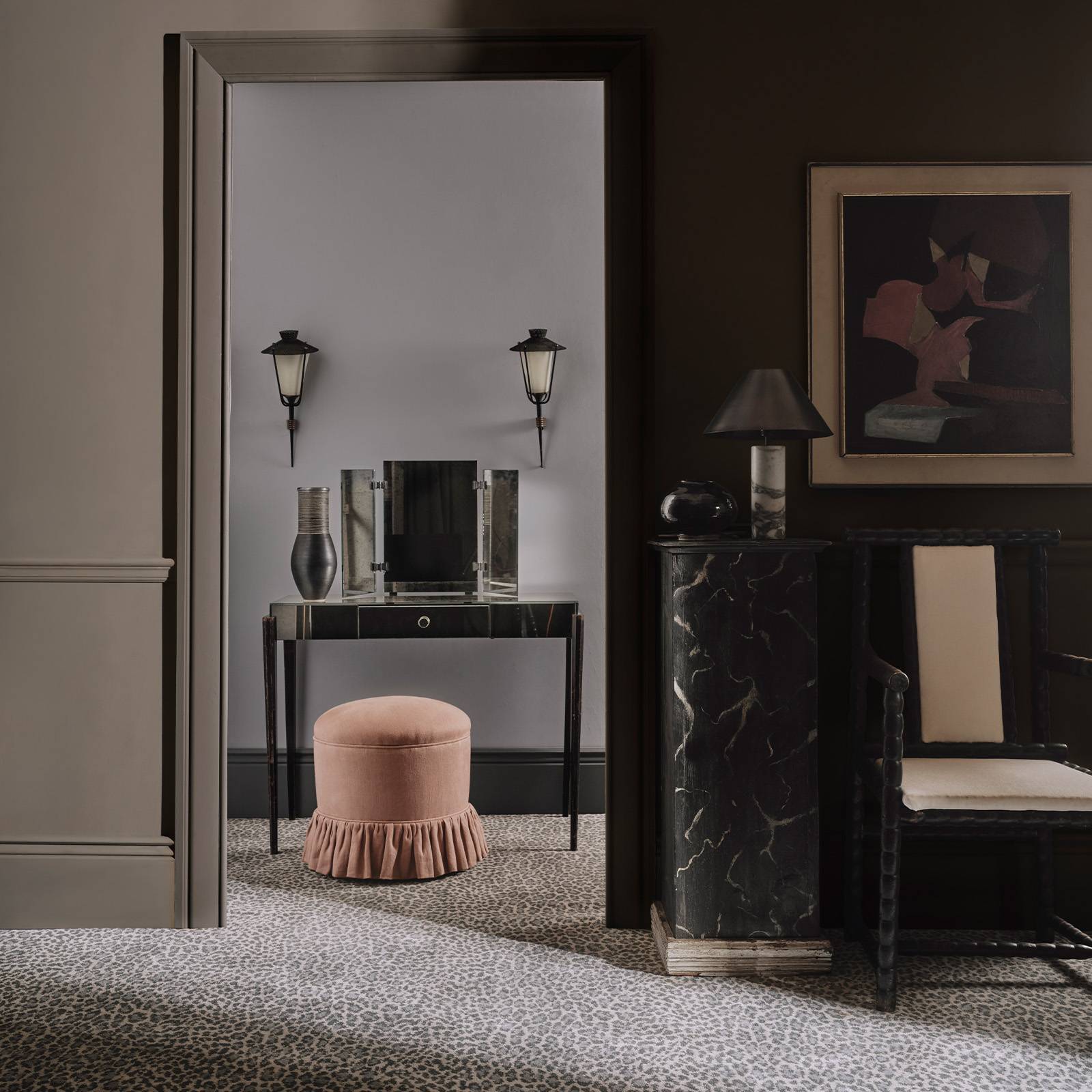 a room with a table and chair