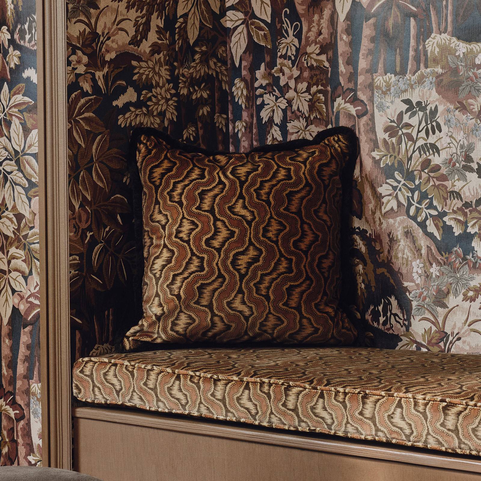 XYLEM Velvet Medium Fringed Cushion - Cosmos