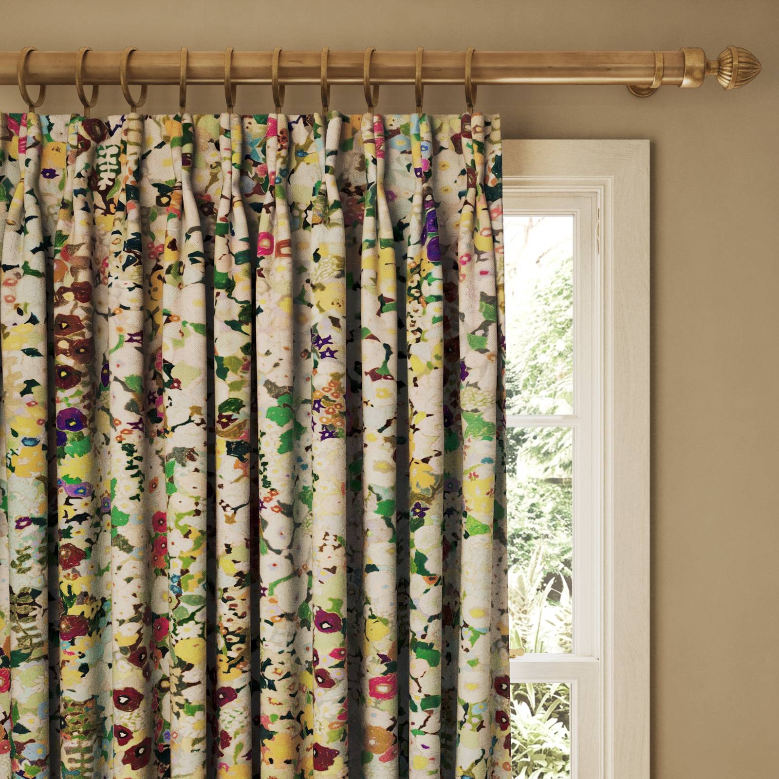 HOLLYHOCKS Cotton Linen Curtain - Summer