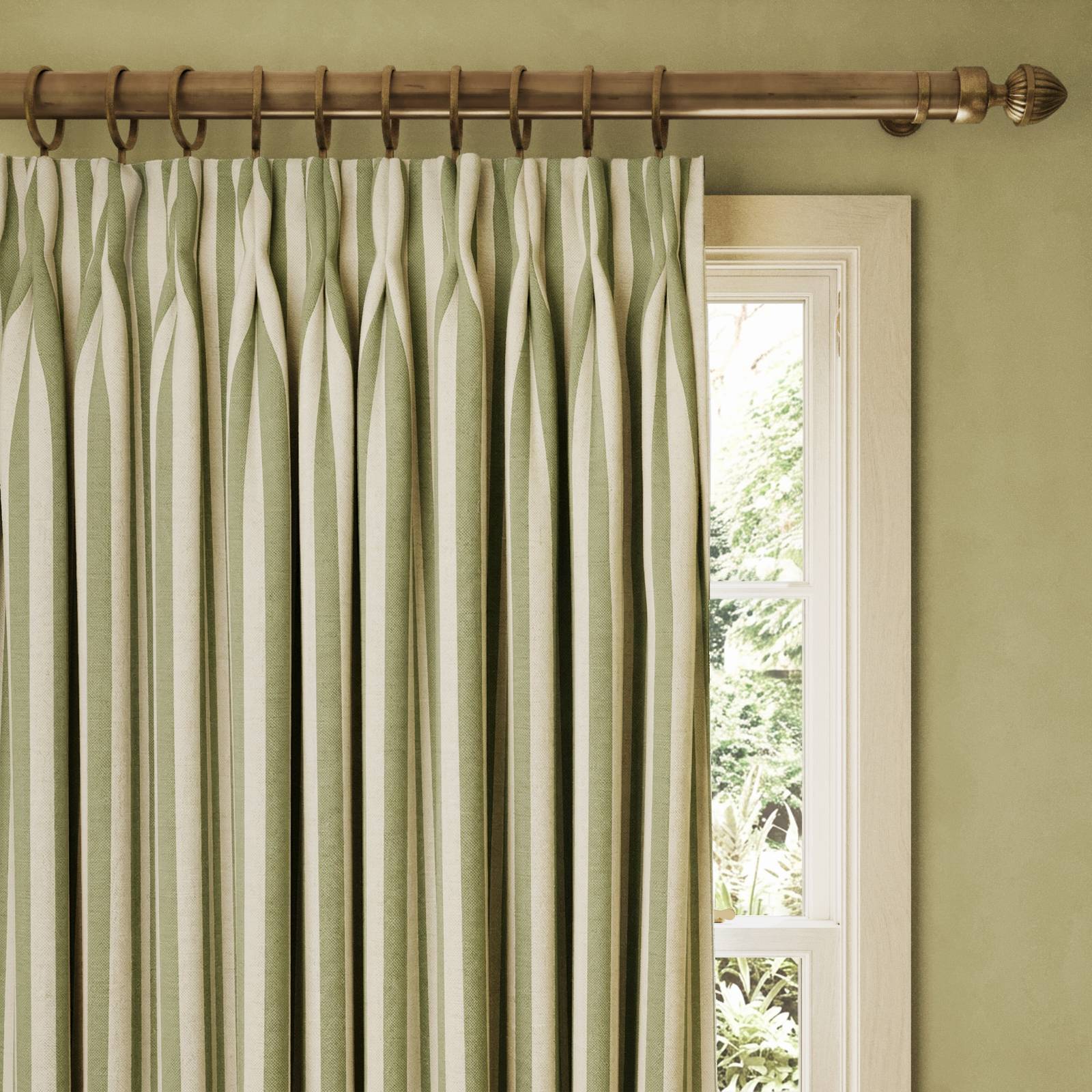 TREMATON STRIPE Jacquard Curtain - Verdigris