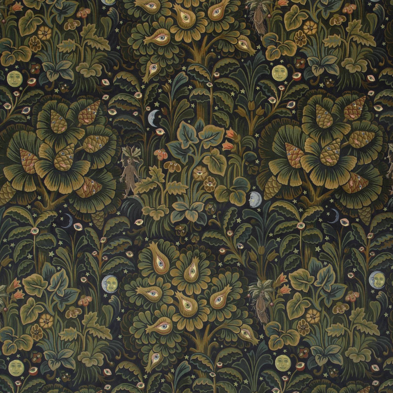a wallpaper with a pattern of plants and birds