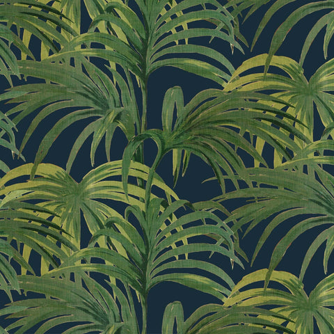 PALMERAL Wallpaper - Midnight & Green Sample