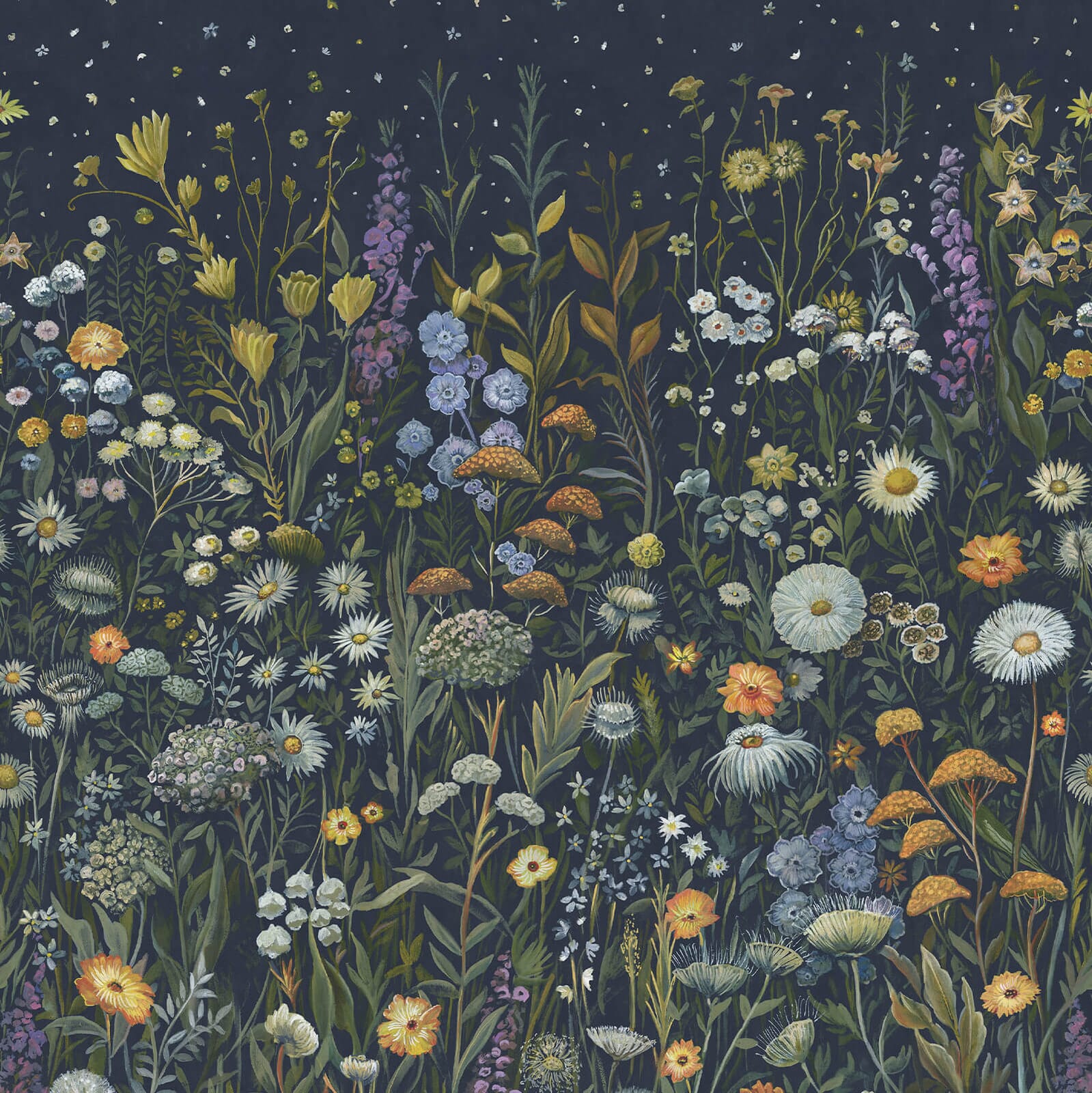 a painting of flowers and plants