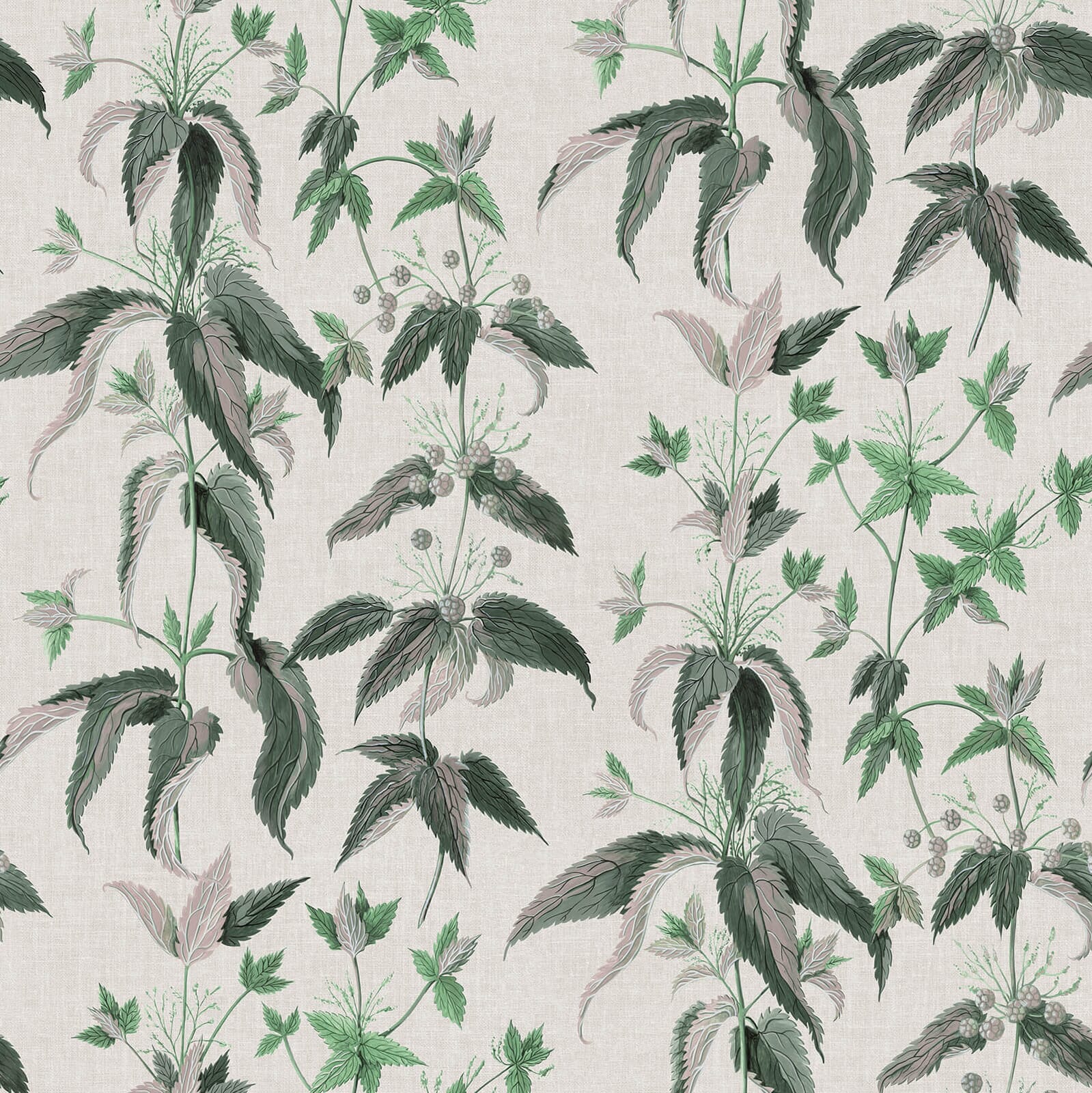 a pattern of green leaves